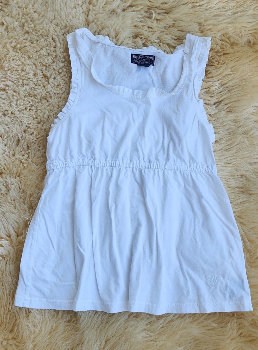 Polo by Ralph Lauren White Ruffle-Trim Sleeveless Tank